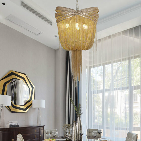 Morgan Modern Rings Chain Tassel Pendant Chandelier Chandelier Kevin Studio Inc