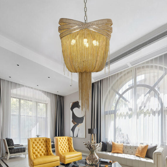 Morgan Modern Rings Chain Tassel Pendant Chandelier Chandelier Kevin Studio Inc