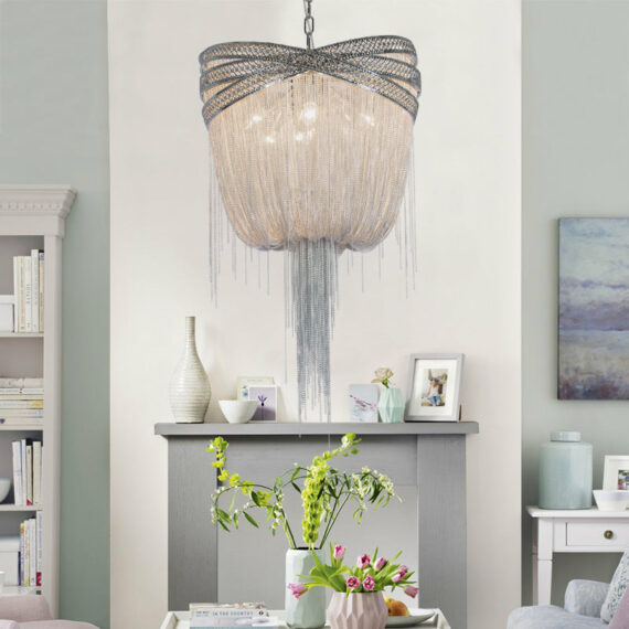 Morgan Modern Rings Chain Tassel Pendant Chandelier Chandelier Kevin Studio Inc