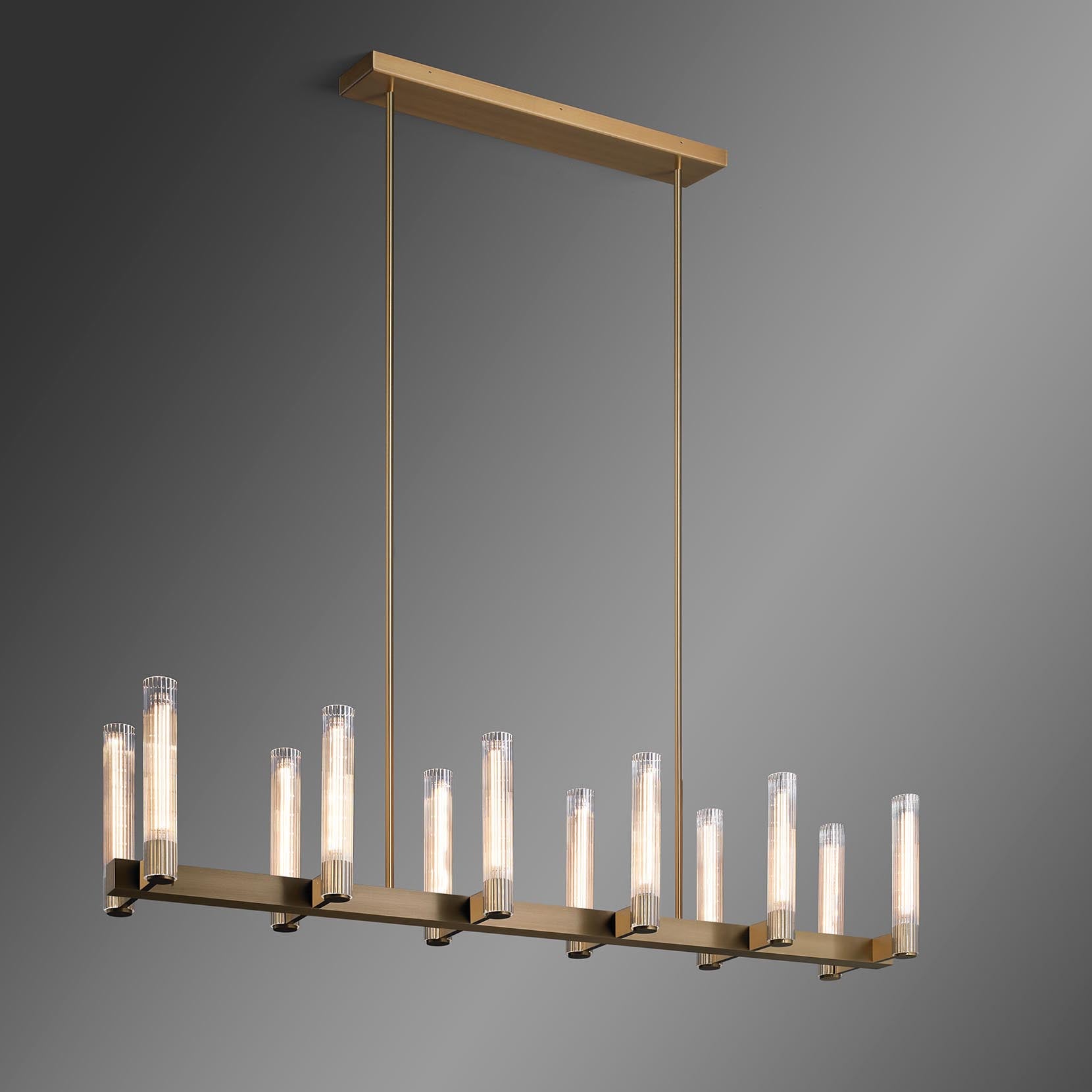 Gemini Modern Glass Linear Chandelier Over Dining Table, Kitchen Island Chandelier chandelier Kevin Studio Inc