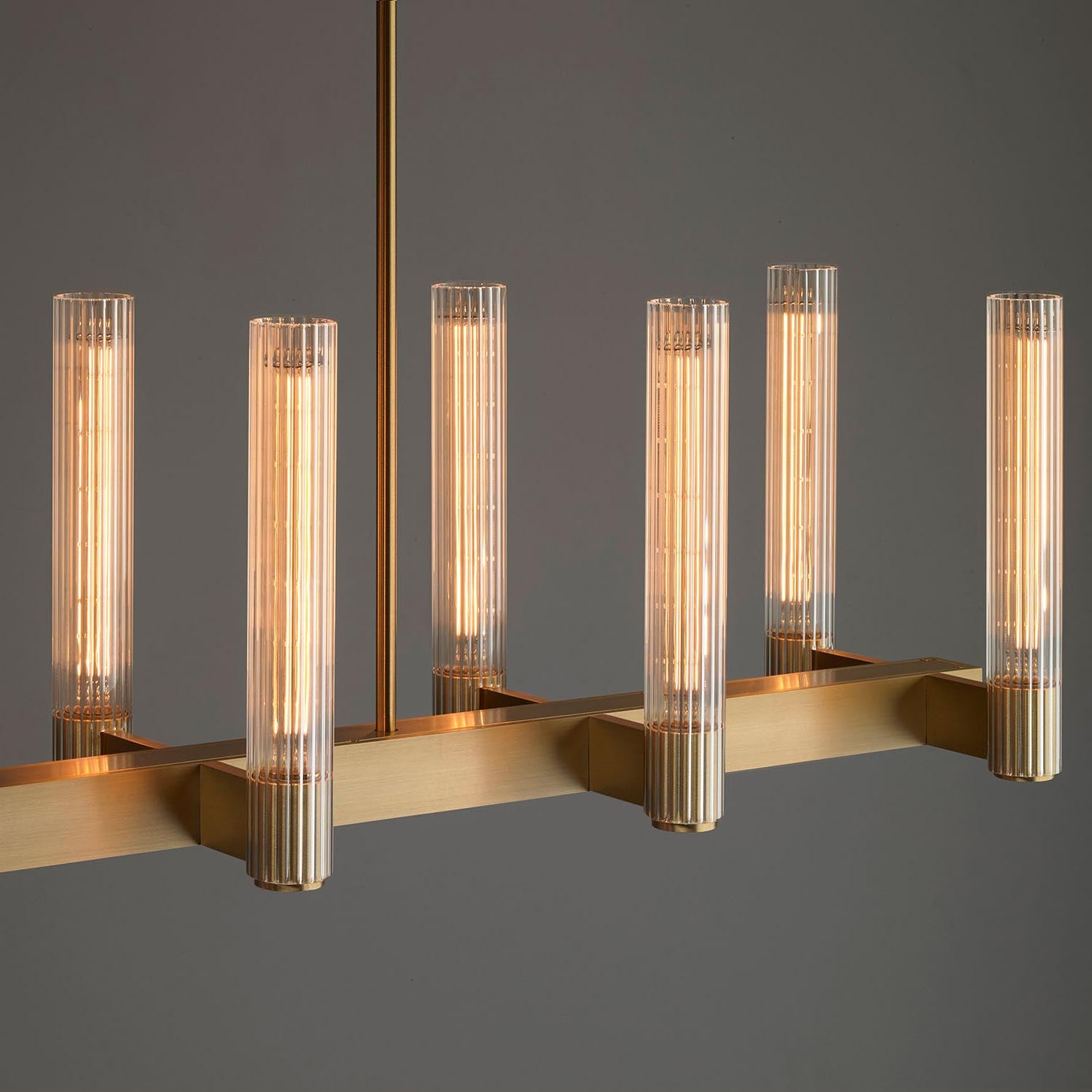 Gemini Modern Glass Linear Chandelier Over Dining Table, Kitchen Island Chandelier chandelier Kevin Studio Inc