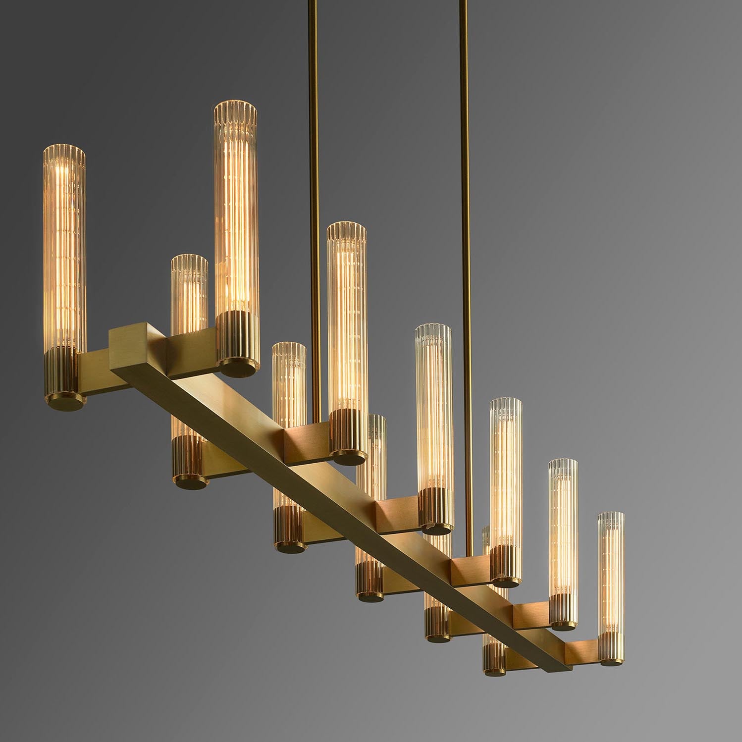 Gemini Modern Glass Linear Chandelier Over Dining Table, Kitchen Island Chandelier chandelier Kevin Studio Inc