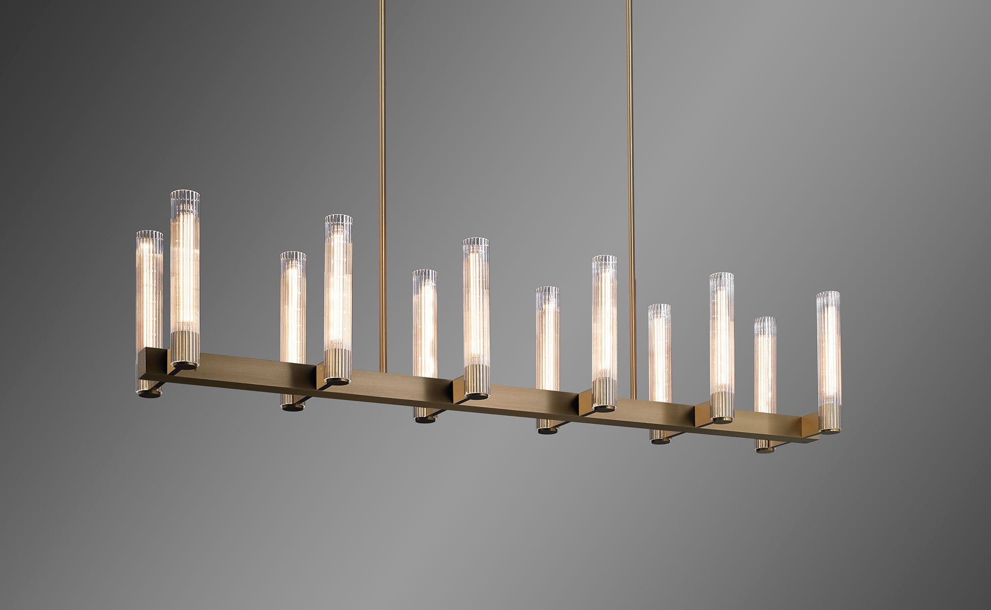 Gemini Modern Glass Linear Chandelier Over Dining Table, Kitchen Island Chandelier chandelier Kevin Studio Inc