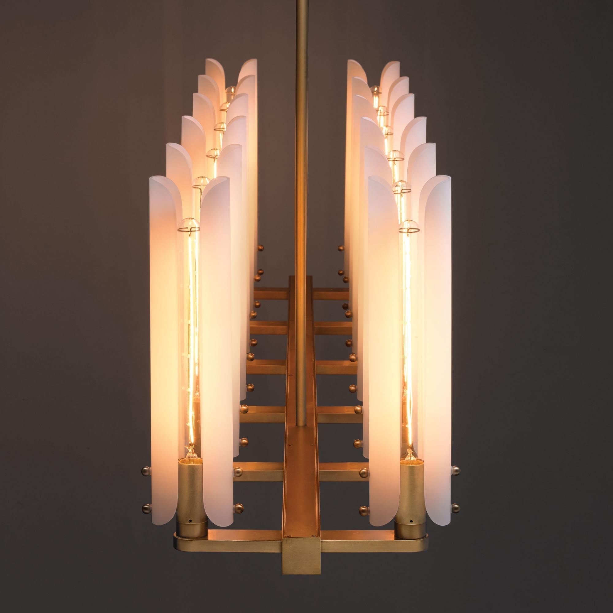 Lydia Modern Linear Glass Chandelier Over Dining Table Chandelier Kevin Studio Inc
