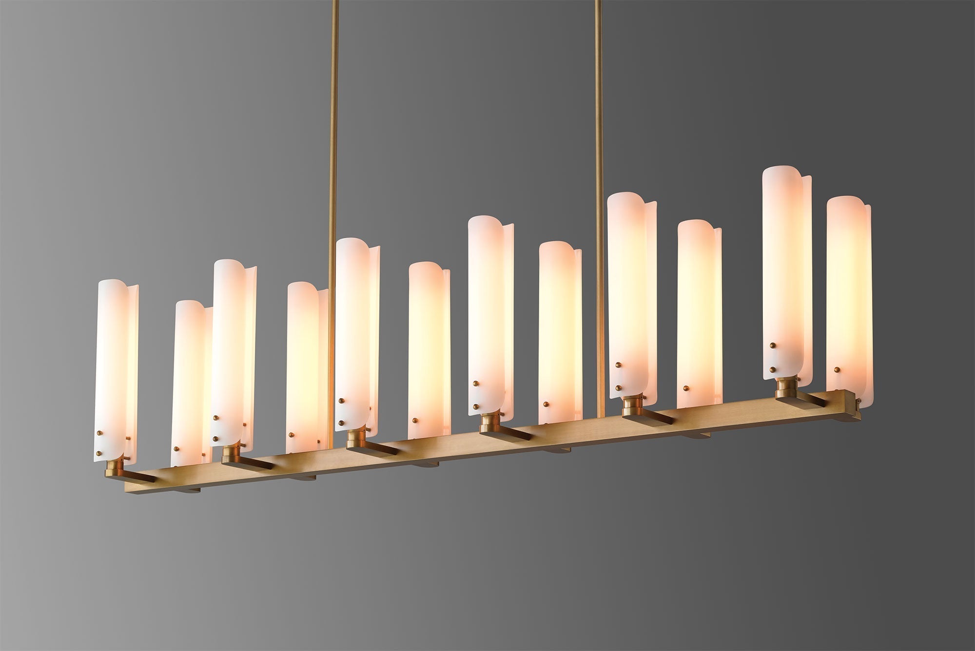 Lydia Modern Linear Glass Chandelier Over Dining Table Chandelier Kevin Studio Inc