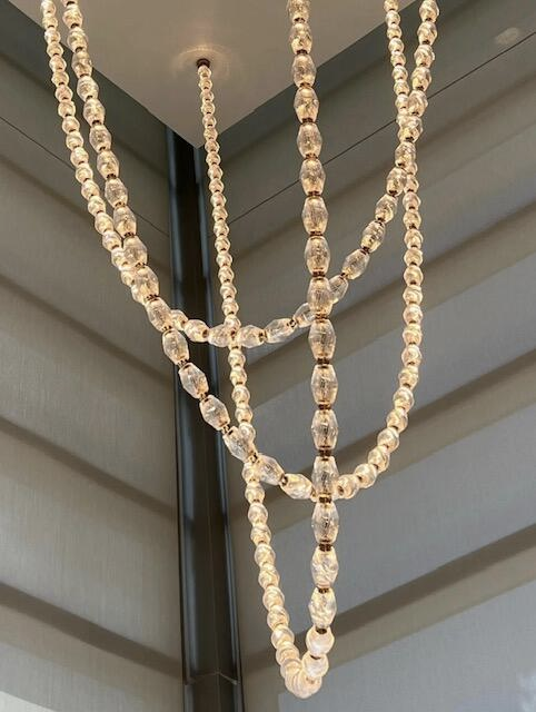 Luxury Crystal Beaded Long Chandelier for High Ceiling Chandeliers Kevinstudiolives 48 Lights/L2"*W2"*H51.6" Brass 