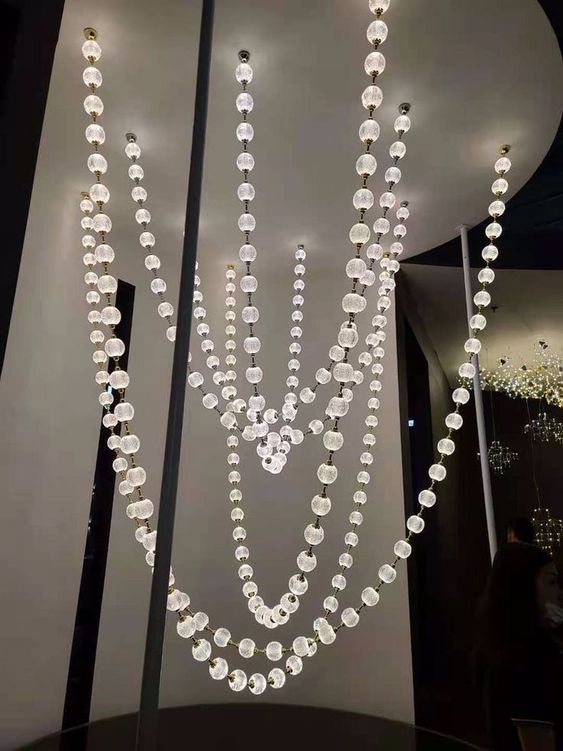 Celeste Shape Necklace Chandelier for Showroom, Staircase Chandeliers Kevinstudiolives   