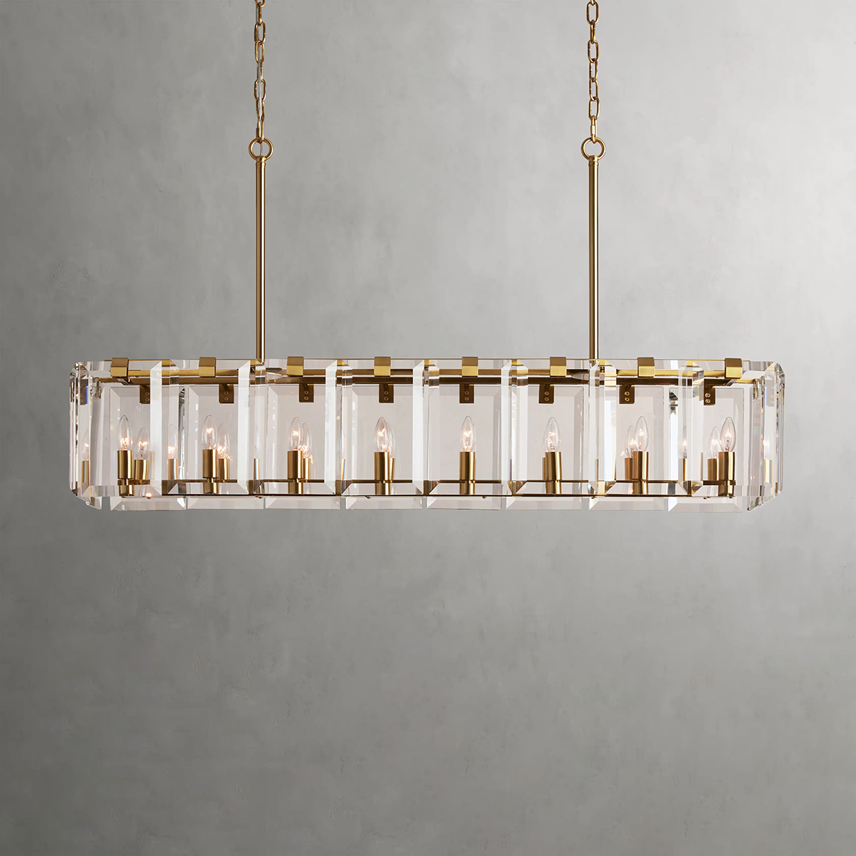 Amaya Rectangular Chandelier Lighting Kevin Studio Inc BRASS 16 LIGHT 