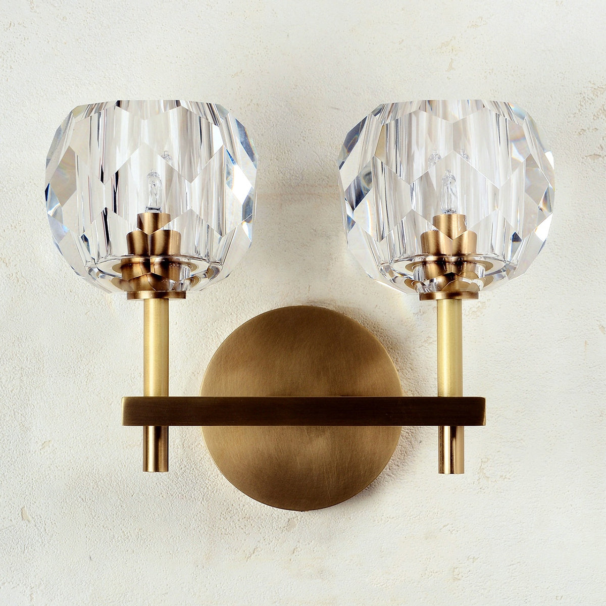 Floris Modern 2 Lights Smoky Crystal Ball Short Wall Sconce, Crystal Led Wall Lights for Bedroom  Kevin Studio   