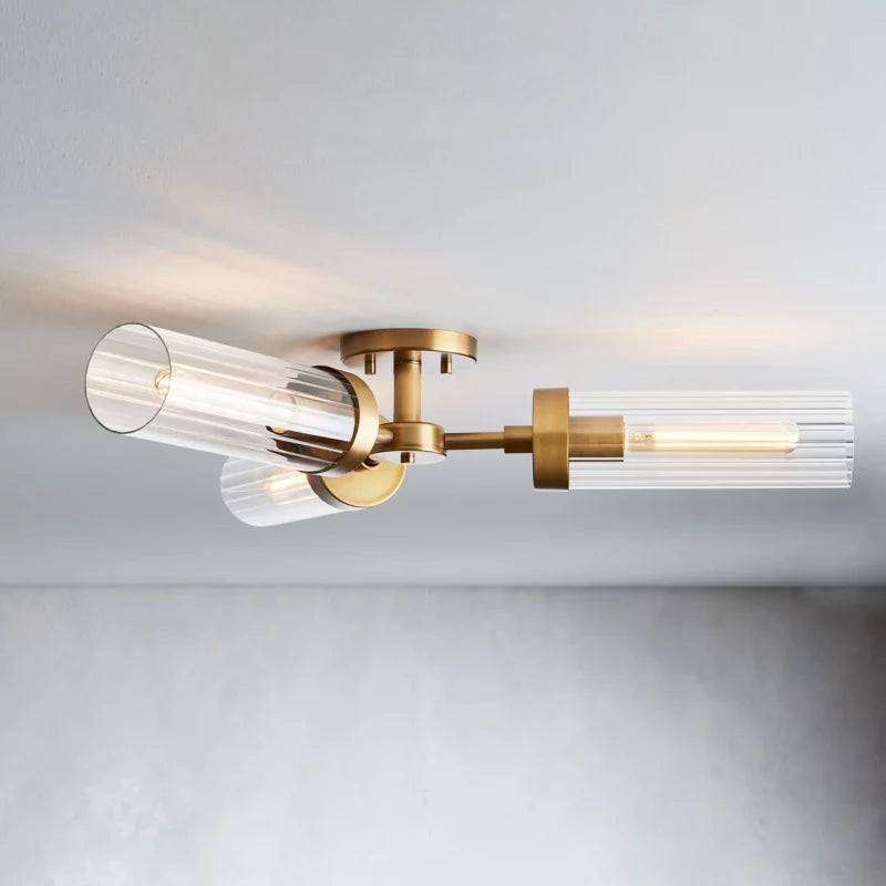 Andreas 3 Light Flushmount Flush Mount Kevin Studio Brass  