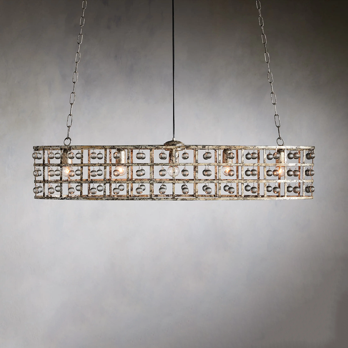 Moder Cage 5-Light Oval Chandelier Lighting Kevin Studio Inc SILVER CLAY  