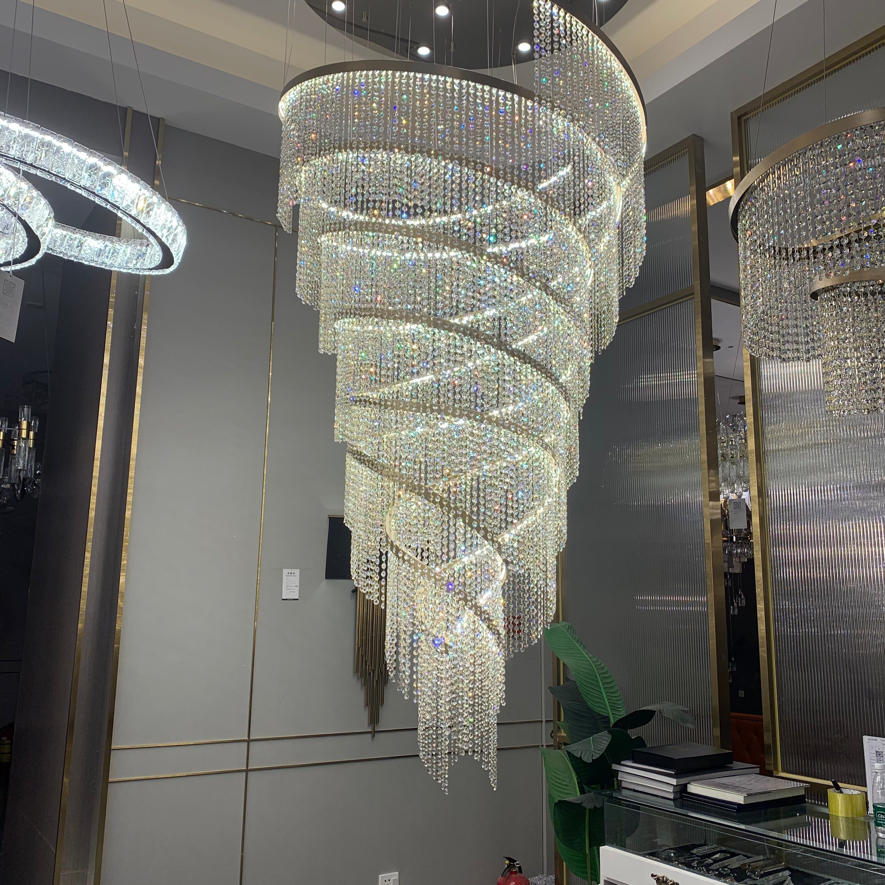 Contemporary Villa Loft Crystal Chandelier, High End Staircase Chandelier Design Chandeliers Kevinstudiolives   