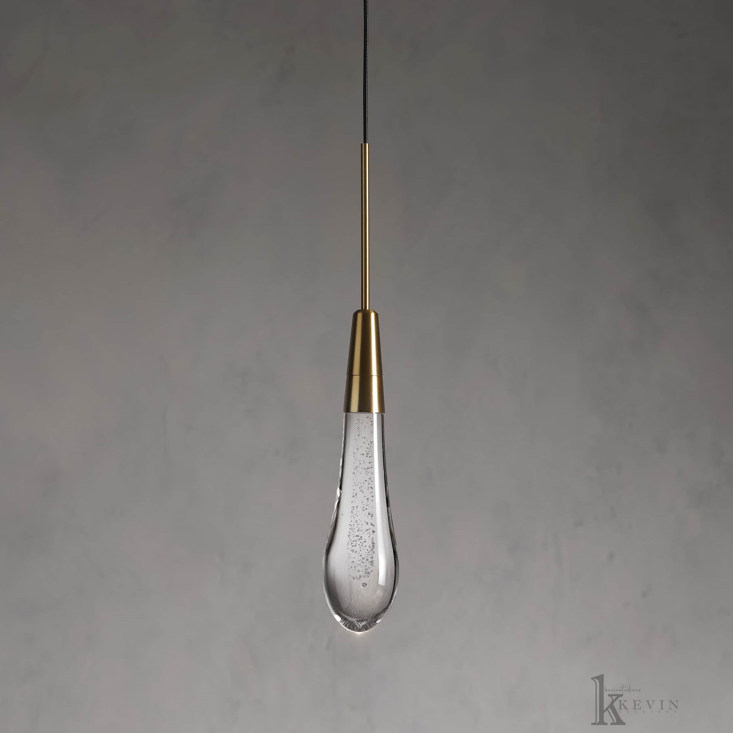 Soltaire Luminara Teardrop Modern Glass Pendant Lamp, Kitchen Island Pendant Light Pendant Lamp Kevin Studio Inc Brass  