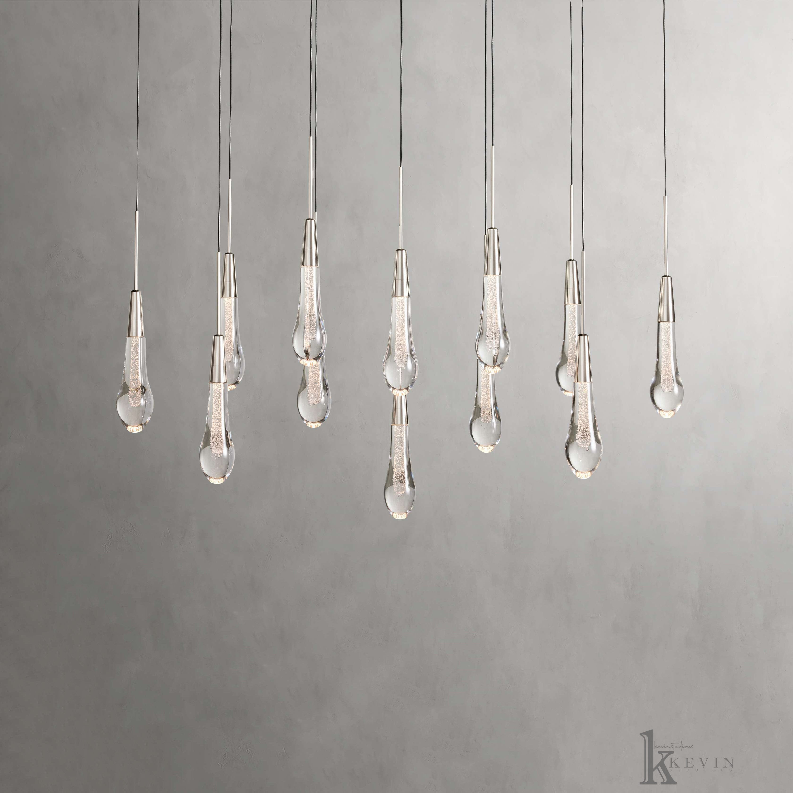 Soltaire Luminara Teardrop Modern Glass Linear Chandelier Chandelier Kevin Studio Inc   