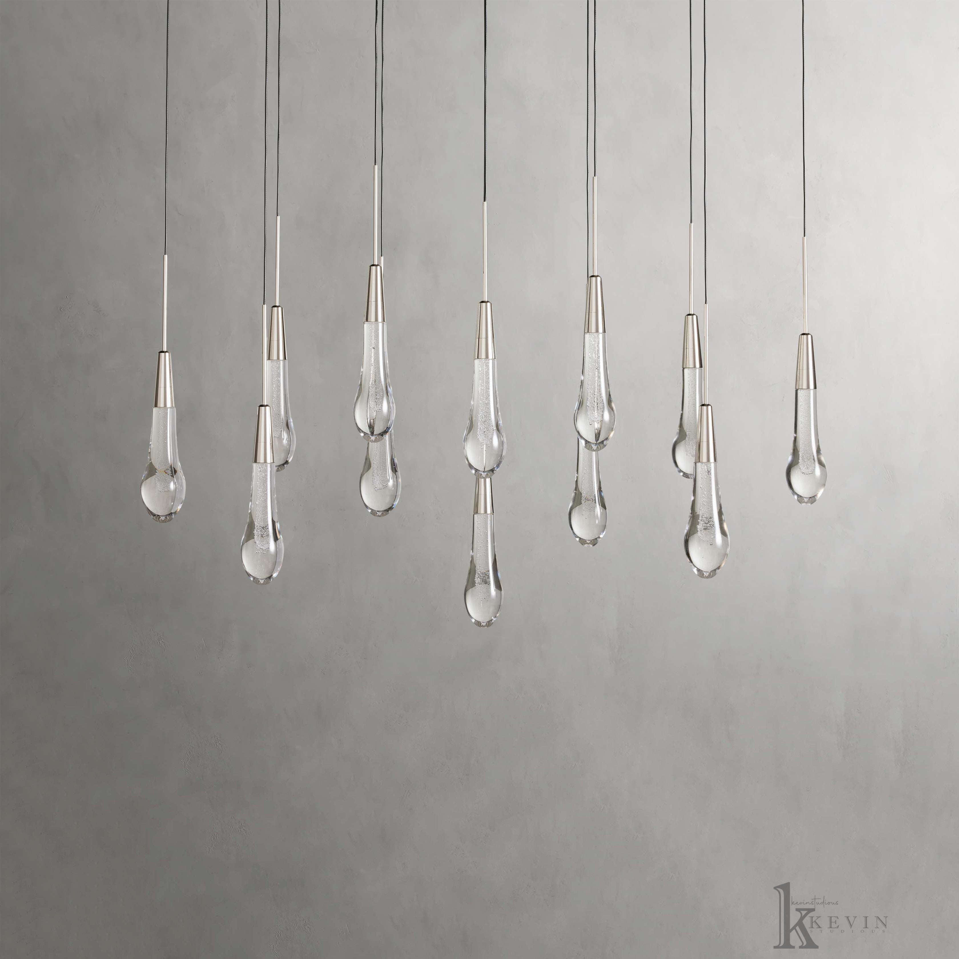 Soltaire Luminara Teardrop Modern Glass Linear Chandelier Chandelier Kevin Studio Inc Nickel 37'' 