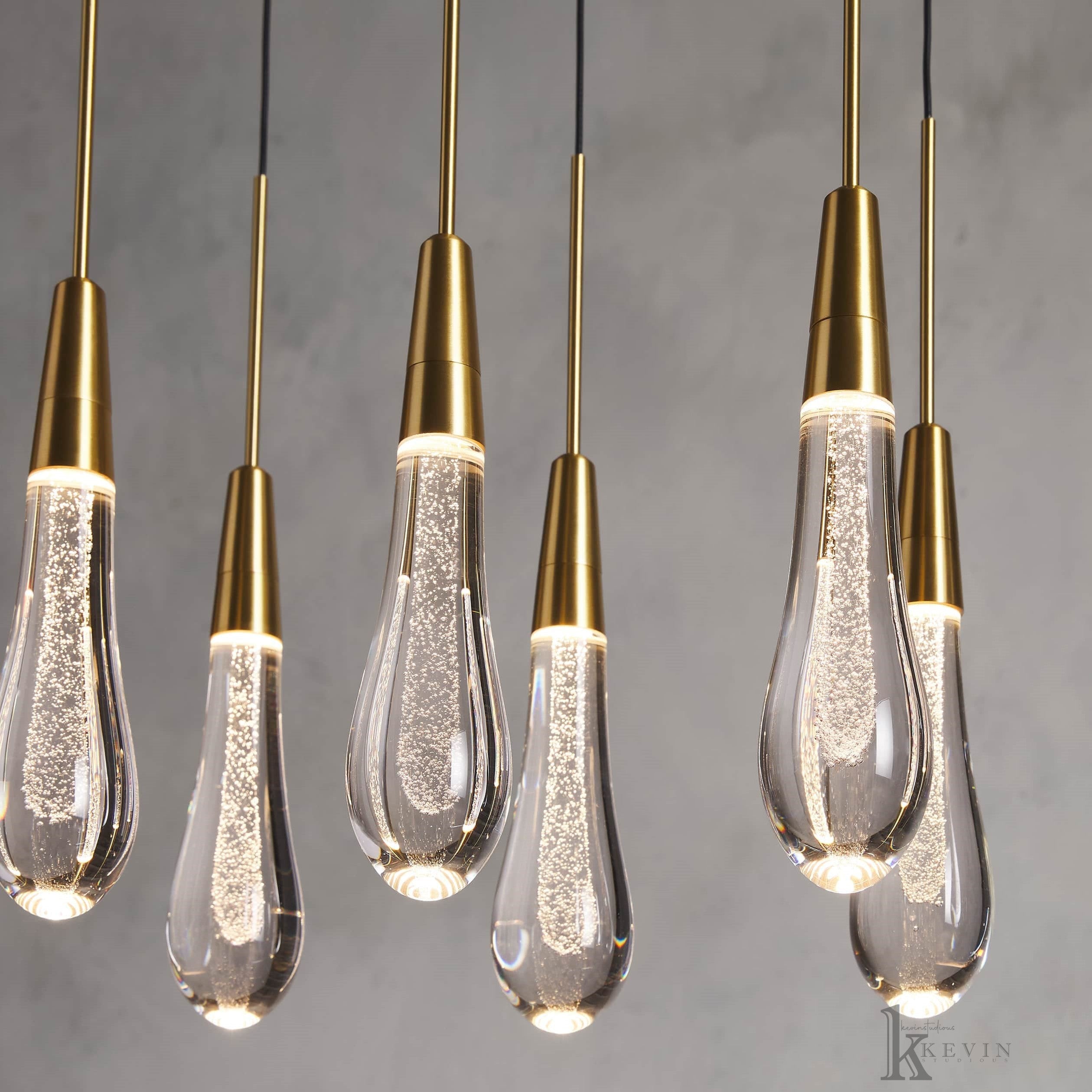 Soltaire Luminara Teardrop Modern Glass Linear Chandelier Chandelier Kevin Studio Inc   