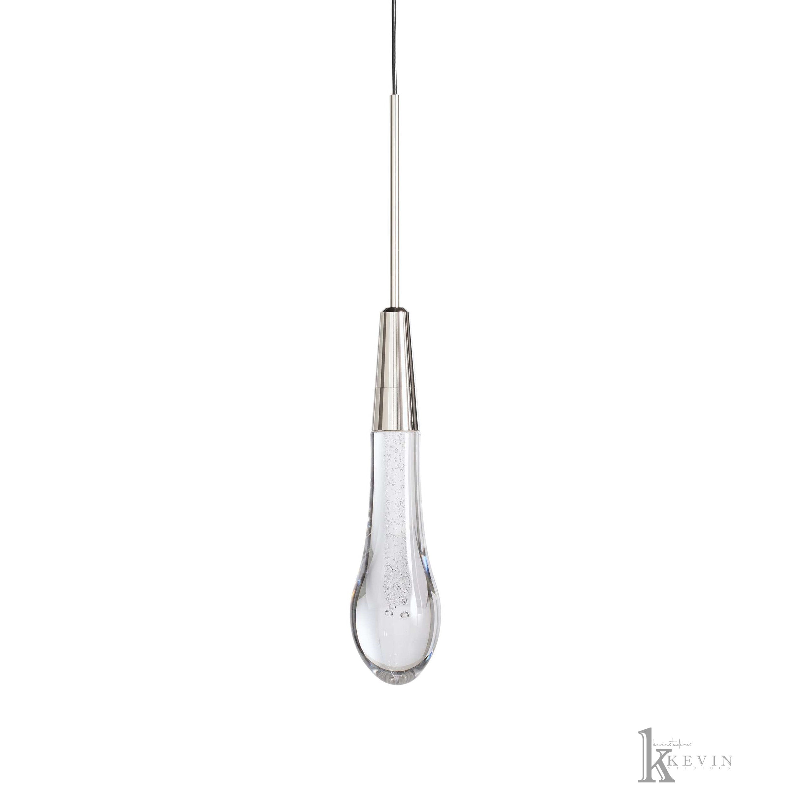 Soltaire Luminara Teardrop Modern Glass Pendant Lamp, Kitchen Island Pendant Light Pendant Lamp Kevin Studio Inc Nickel  