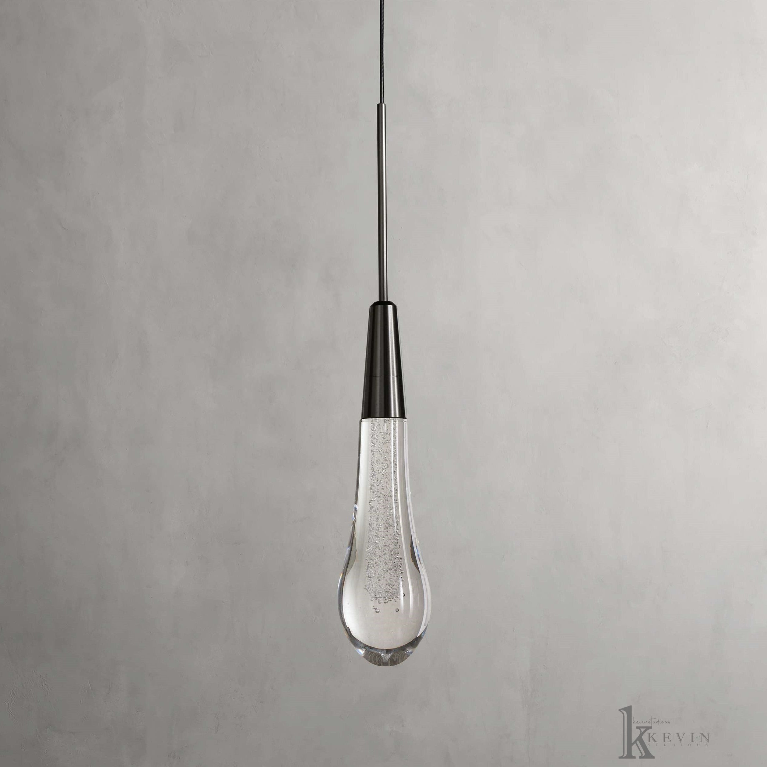 Soltaire Luminara Teardrop Modern Glass Pendant Lamp, Kitchen Island Pendant Light Pendant Lamp Kevin Studio Inc Black  