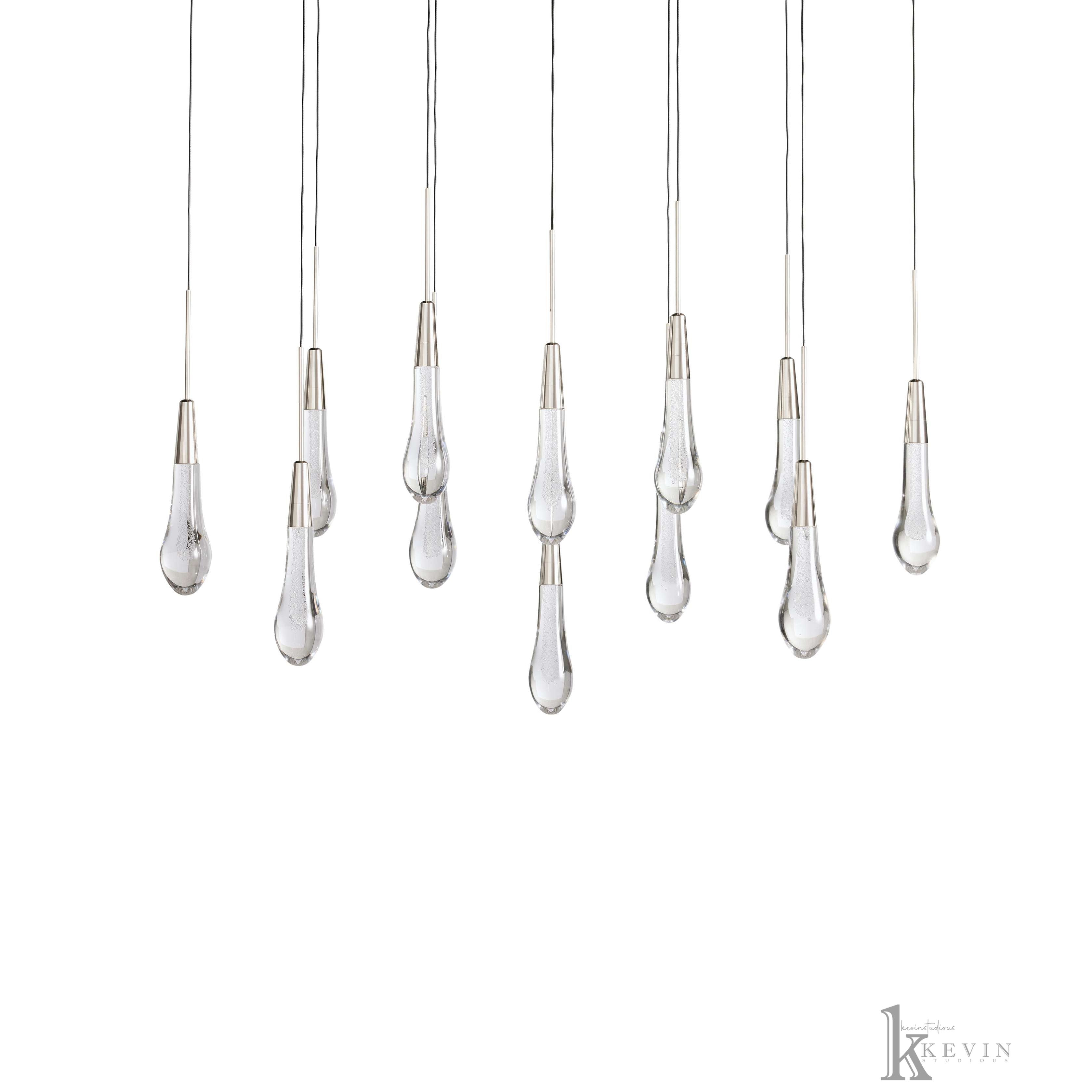 Soltaire Luminara Teardrop Modern Glass Linear Chandelier Chandelier Kevin Studio Inc   