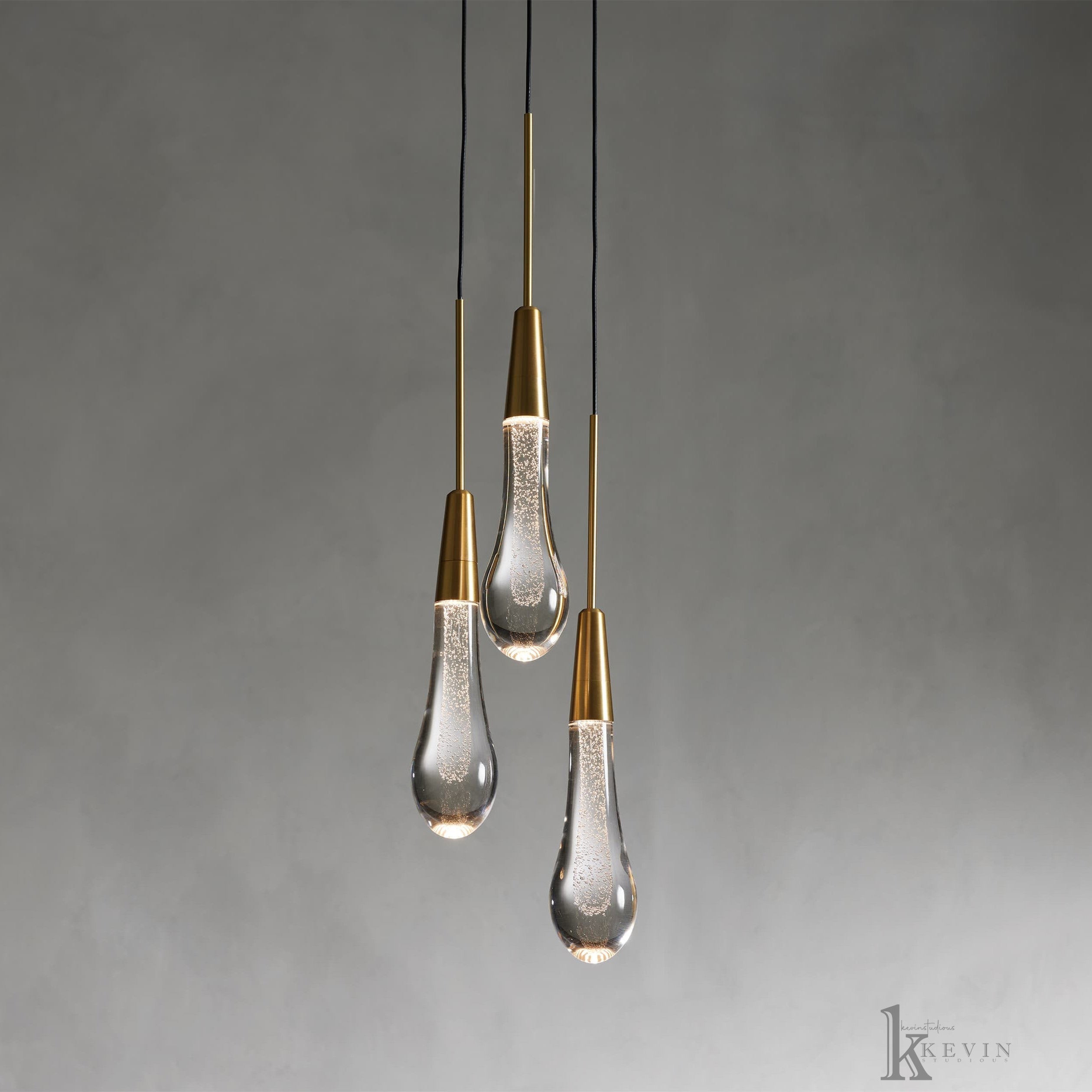 Saphira Luminara Teardrop Modern 3 Light Glass Round Chandelier Lighting Chandelier Kevin Studio Inc   