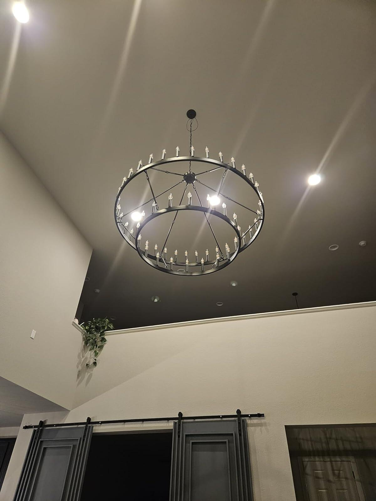 Camina Vintage Filament Two-Tier Round Chandelier 71"