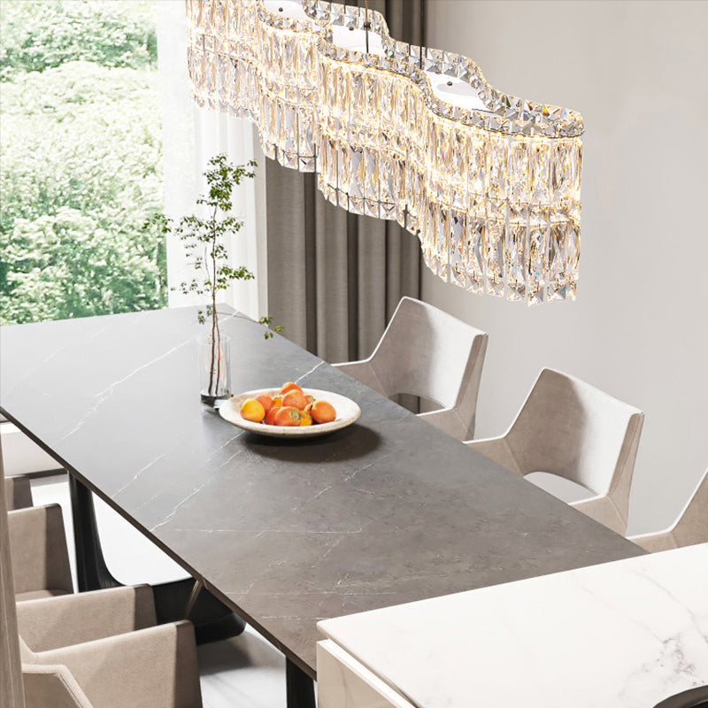 Kevin Luxury Elegant Linear Pendant Crystal Chandelier  Kevin Studio 47.2" L x 5.5" W x 8.67" H  