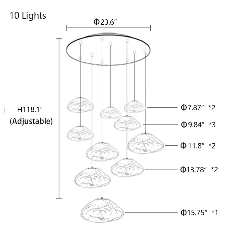 Extra Large Nordic Minimalist Glass Cloud Decorative Chandelier for Stairs/Living Room/High-ceiling Room