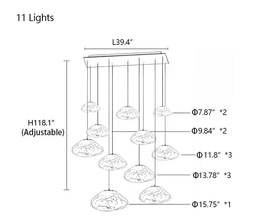 Extra Large Nordic Minimalist Glass Cloud Decorative Chandelier for Stairs/Living Room/High-ceiling Room