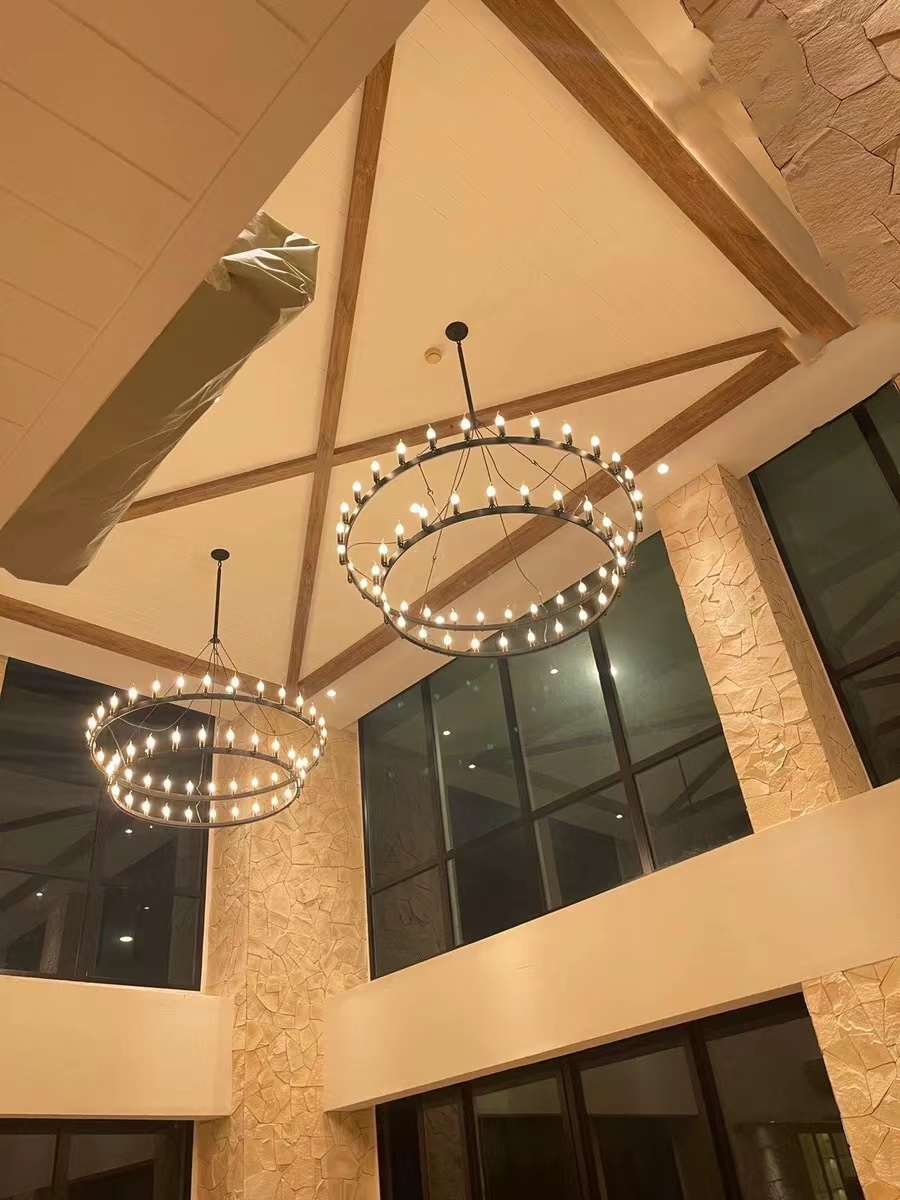 Camina Vintage Filament Two-Tier Round Chandelier 71"