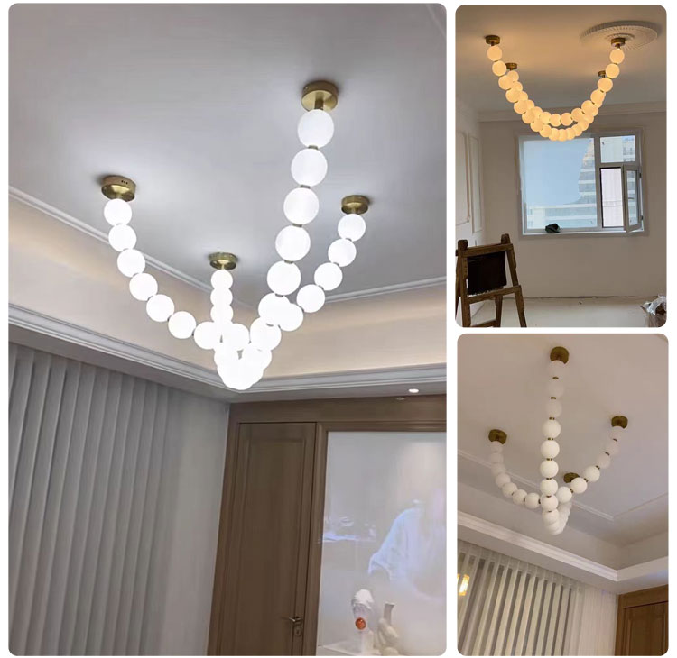 Pearl Necklance Chain Grand Duplex Staircase Chandelier Chandeliers Kevinstudiolives   