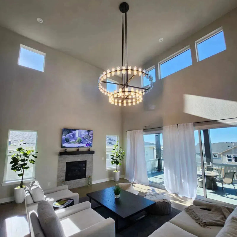 Arcachen Crystal Round 2-Tier Chandelier 60"