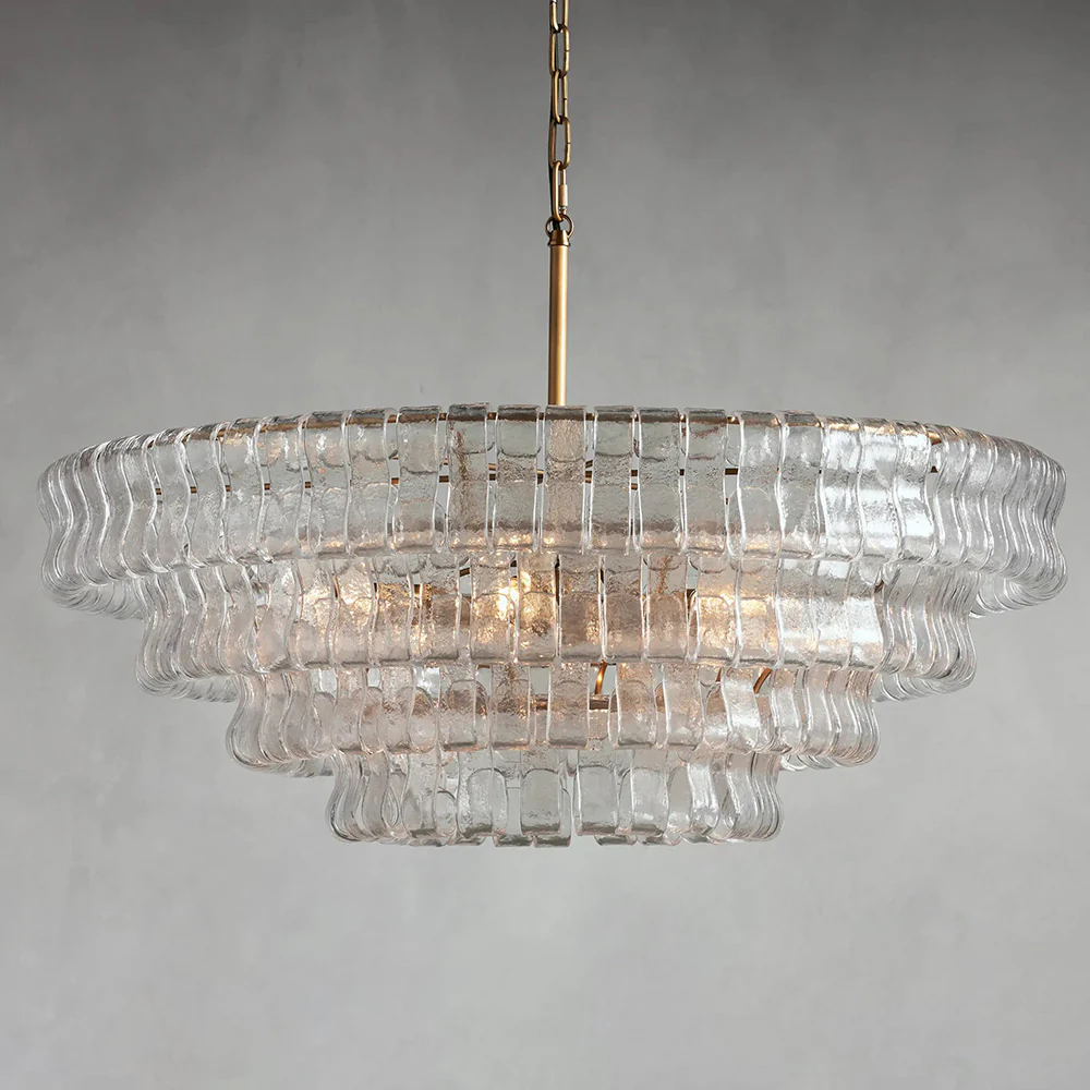 Evadne Modern Glass Round Living Room Chandelier 36" chandeliers for dining room,chandeliers for stairways,chandeliers for foyer,chandeliers for bedrooms,chandeliers for kitchen,chandeliers for living room Kevin Studio Inc Brass Clear 