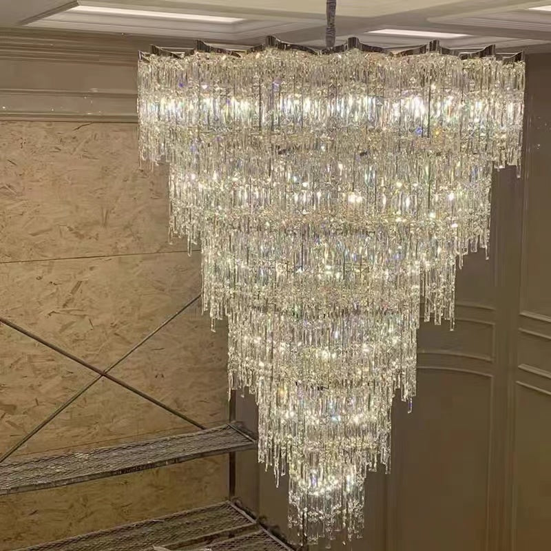 Oversized European Multi-layers Golden Luxury Crystal Chandelier Villa,Duplex-building Foyer Light Fixture Chandeliers Kevinstudiolives D59.1" *H102.3"/76 Lights/127kg White Light 