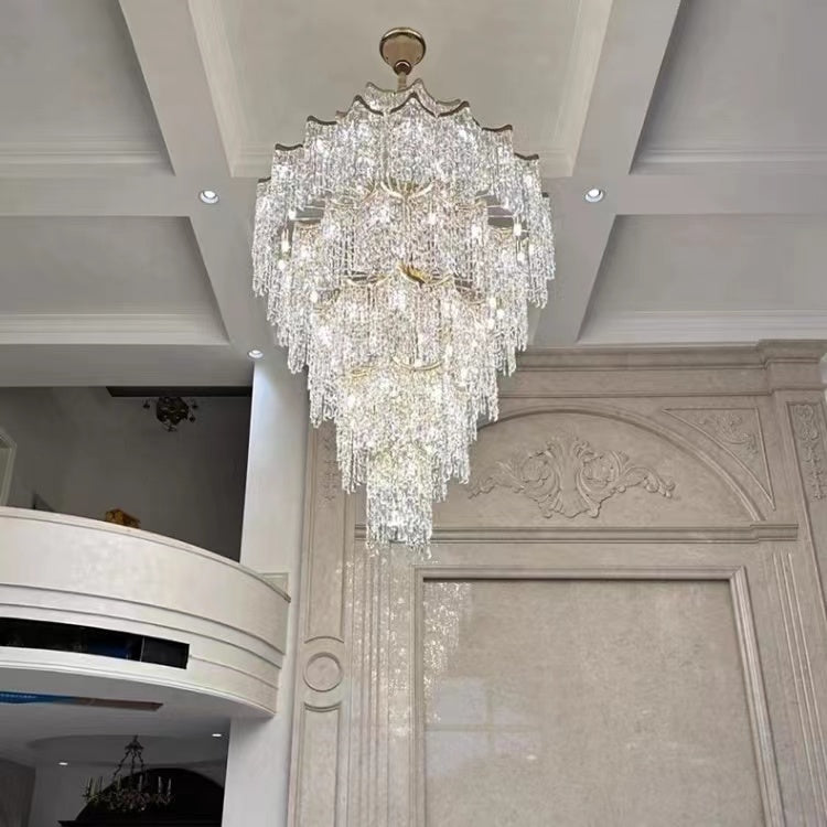 Oversized European Multi-layers Golden Luxury Crystal Chandelier Villa,Duplex-building Foyer Light Fixture Chandeliers Kevinstudiolives D31.5" *H46.4" White Light 
