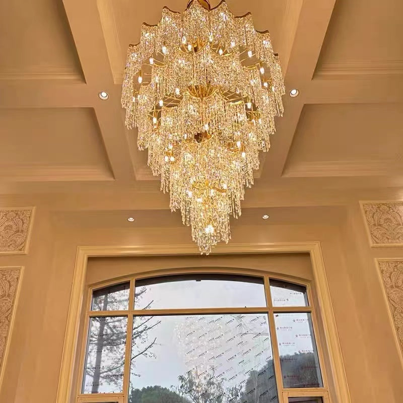 Oversized European Multi-layers Golden Luxury Crystal Chandelier Villa,Duplex-building Foyer Light Fixture Chandeliers Kevinstudiolives D39.4" *H58"/40 Lights/57.5kg Warm Light 