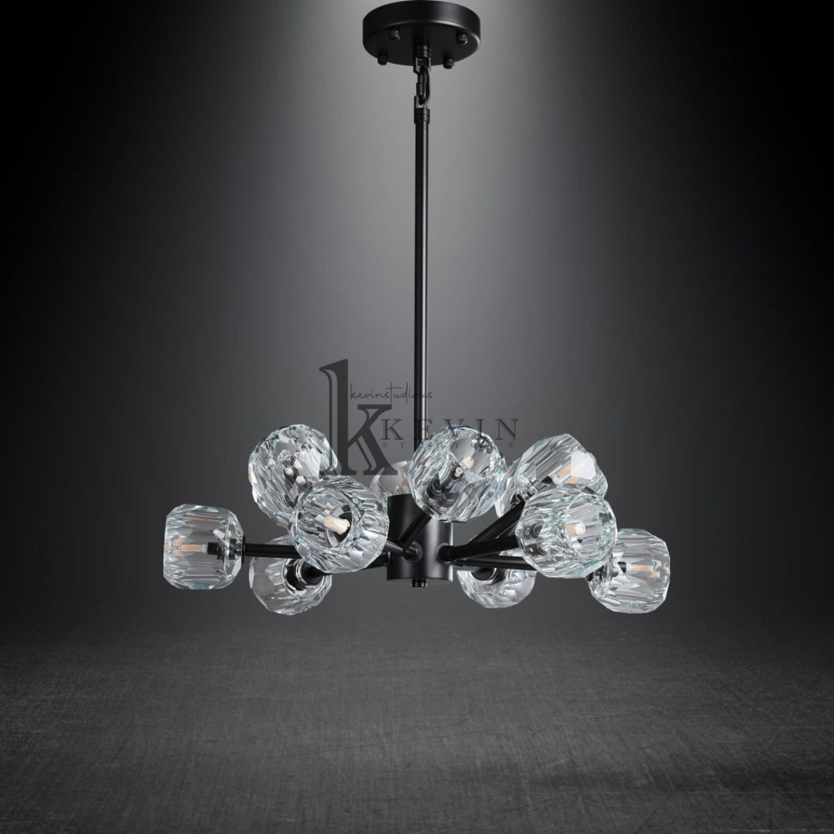 Kristal modern crystal ball round chandelier 24", 36", 48", 60", 72. Crystal ball colors available (Clear/Smoky).