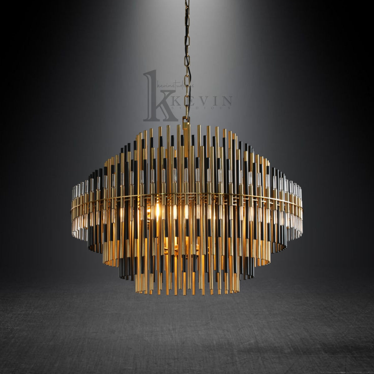 Auro Modern Round Brass Tubes Chandelier 24", 32", 42"