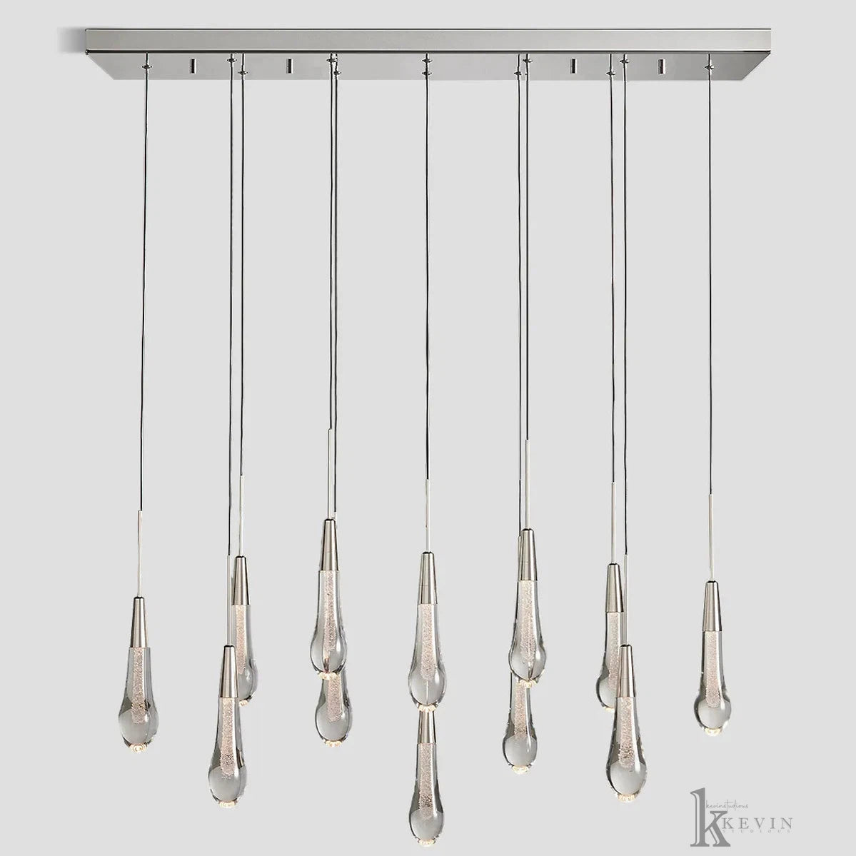 Soltaire Luminara Teardrop Modern Glass Linear Chandelier Chandelier Kevin Studio Inc   