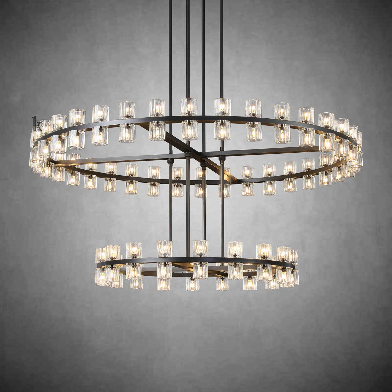 Avelon Crystal 2-Tier Round  Chandelier 60"