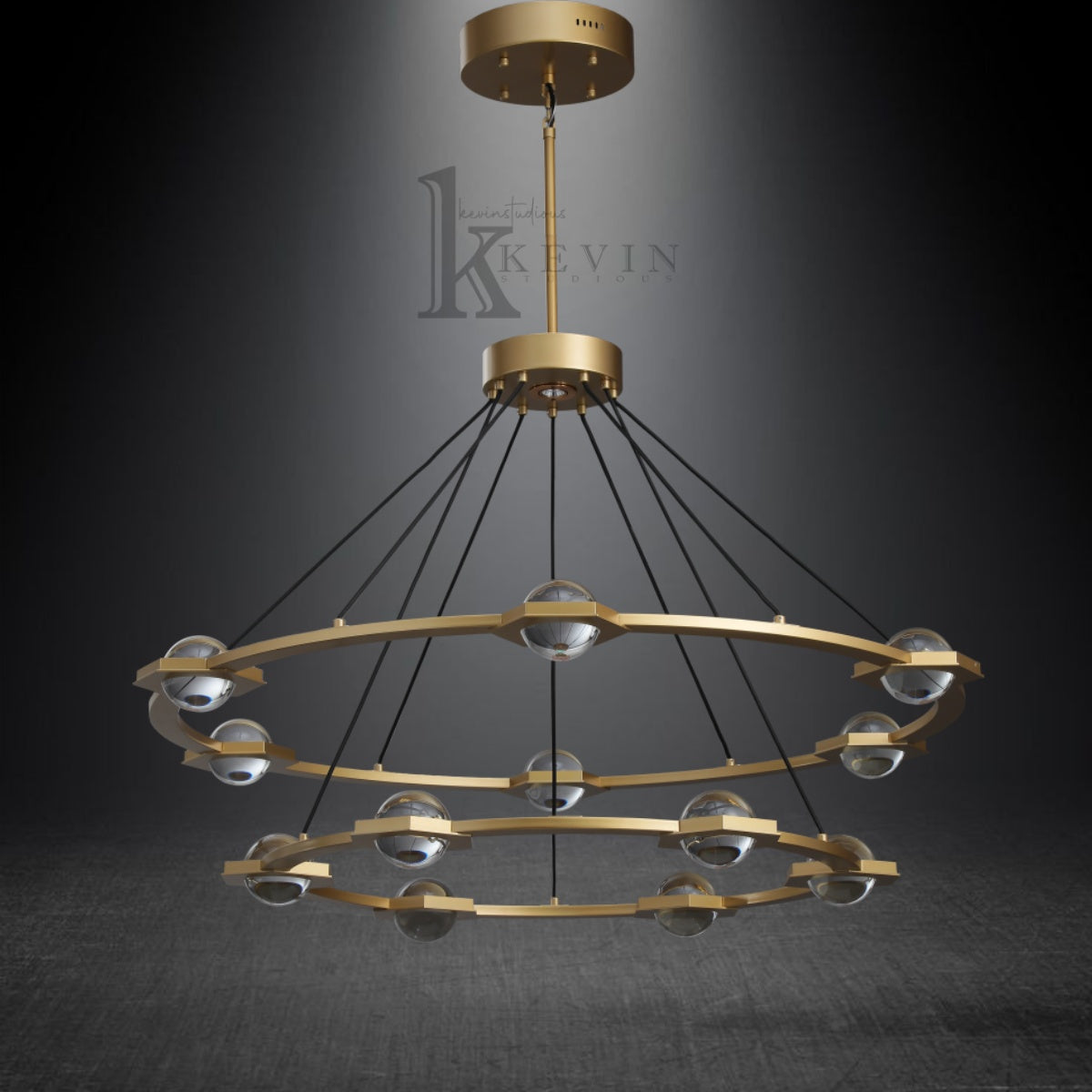 Planet Modern Circular Crystal Ball 2-Tier Round Chandelier 48", 60"