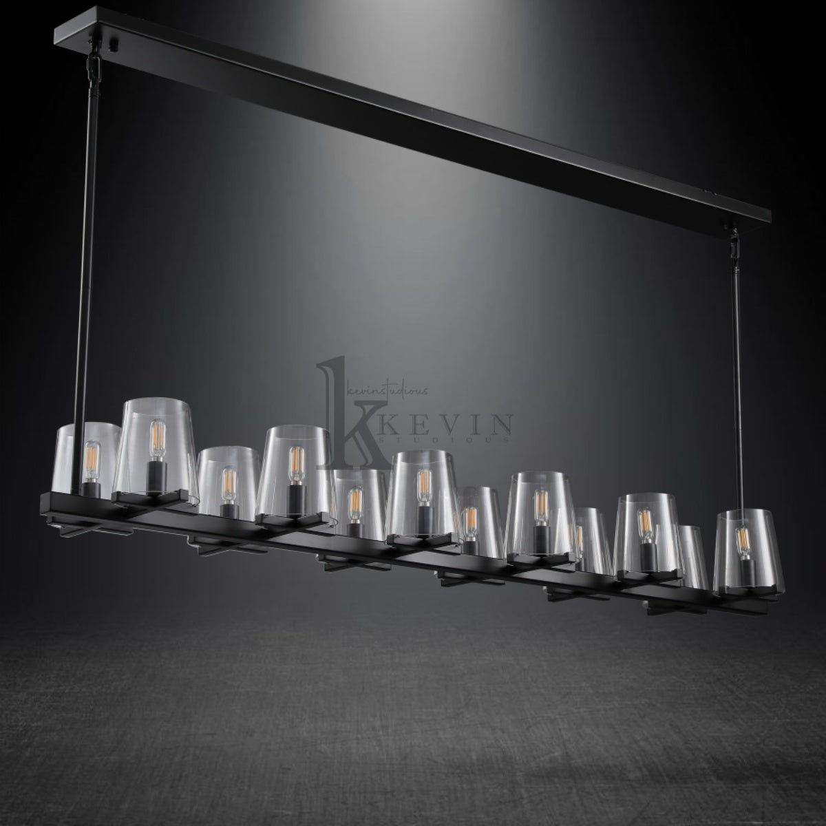 Joshua Modern Clear Glass Shade Linear Pendant Light