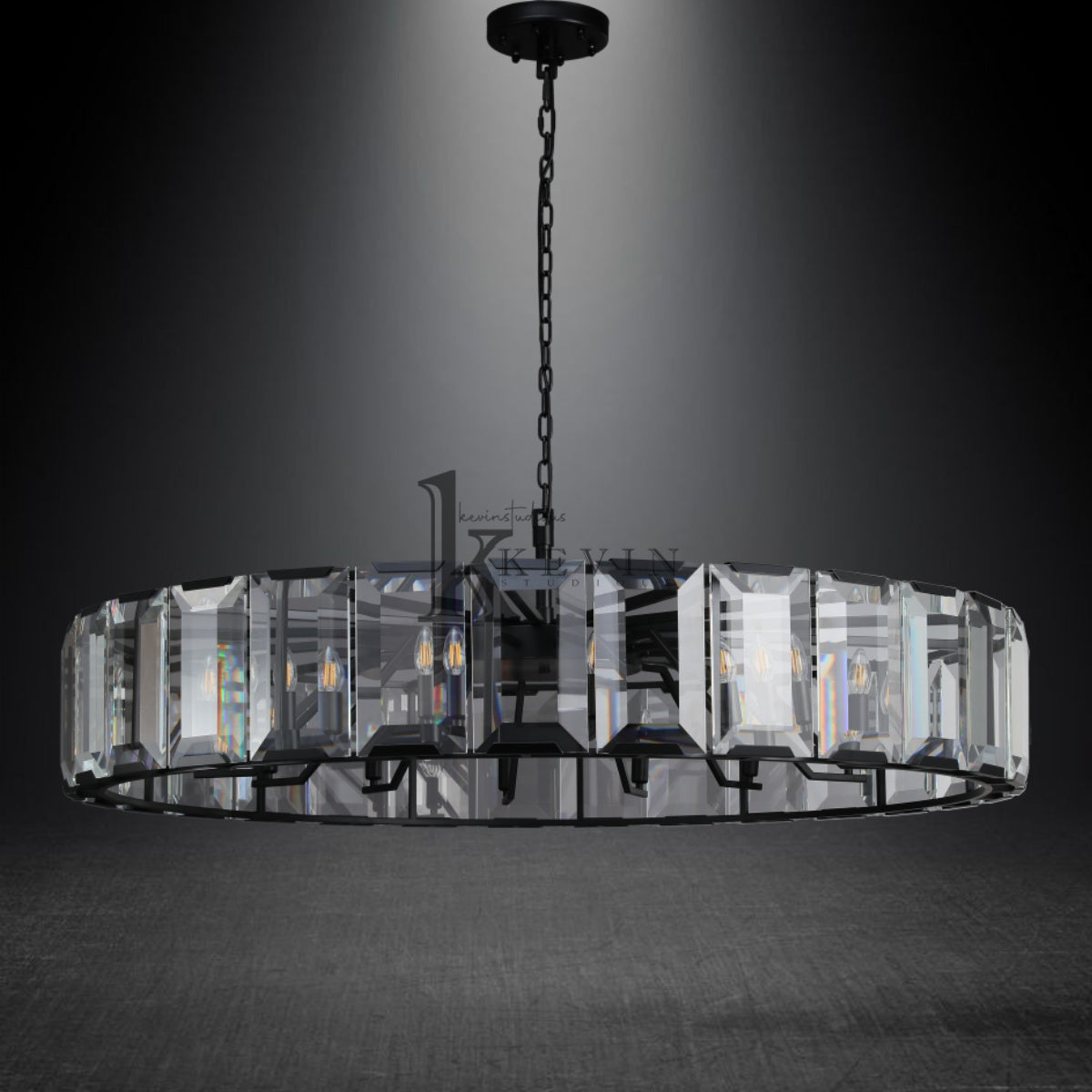 Harley Modern Faceted Crystal Glass Round Modern Chandelier 19", 31", 43", 60"