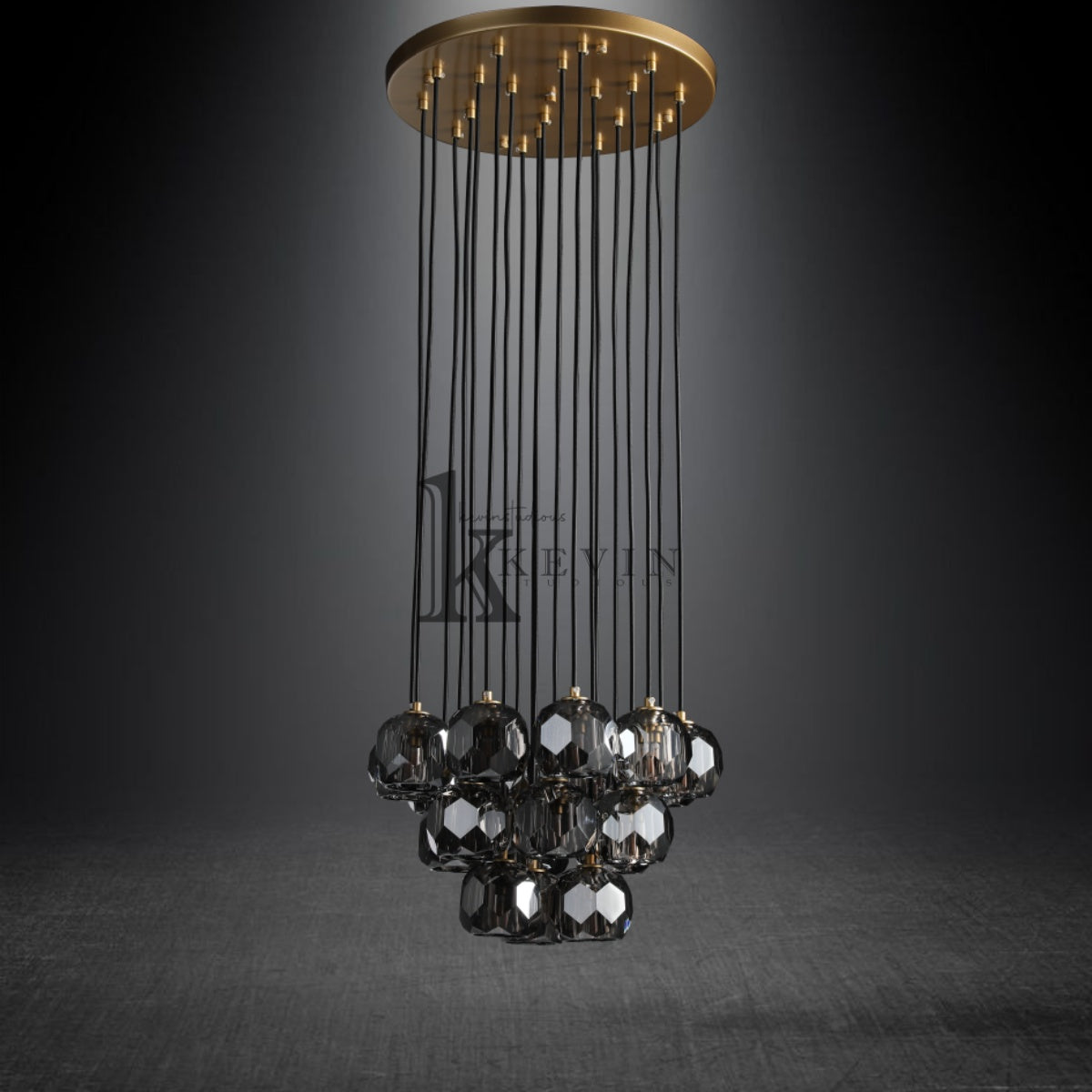 Kristal modern crystal ball cluster chandelier 14", 19", 24", 30", 40". Crystal ball colors available (Clear/Smoky).