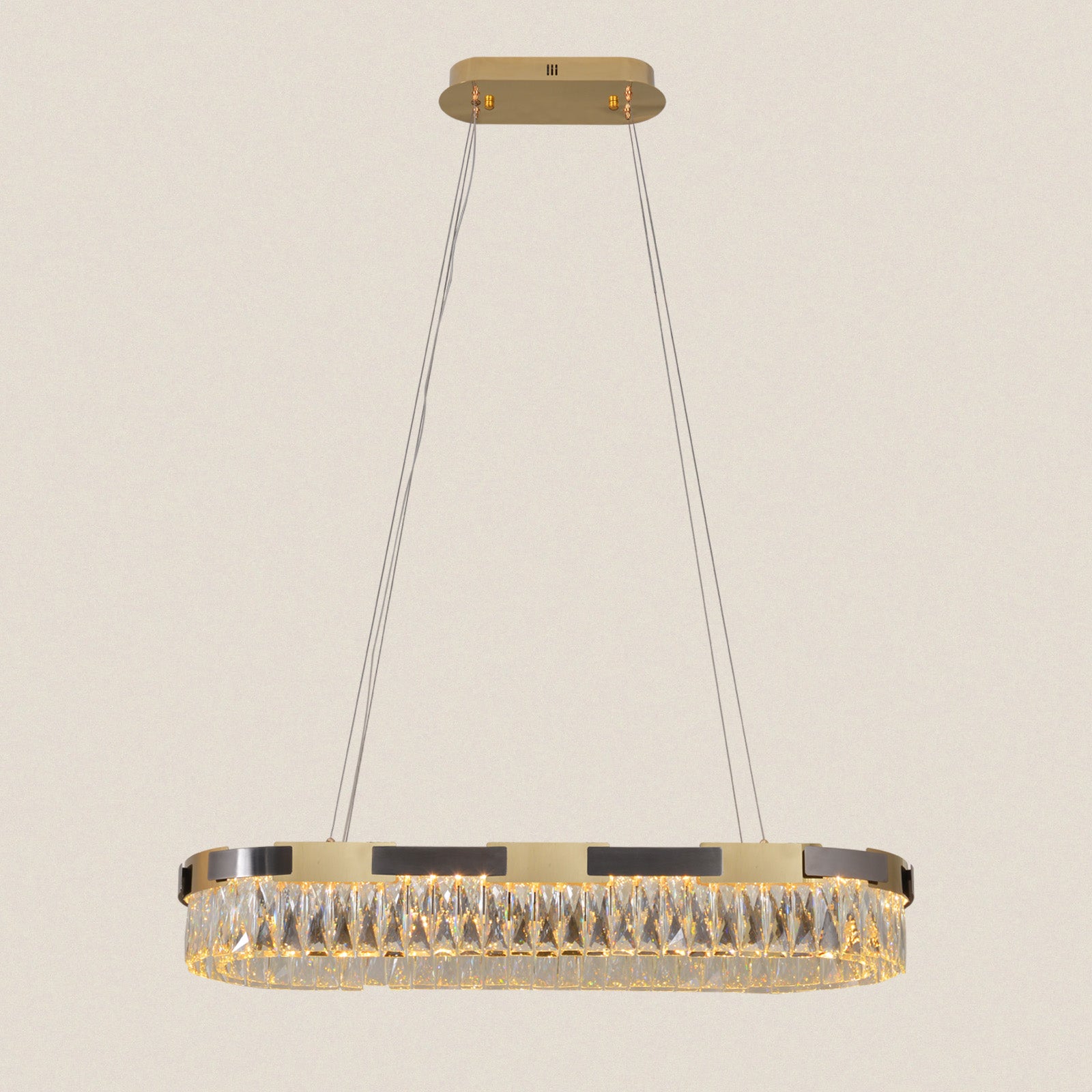 Modern Oval Crystal Gold Finish Pendant Chandelier