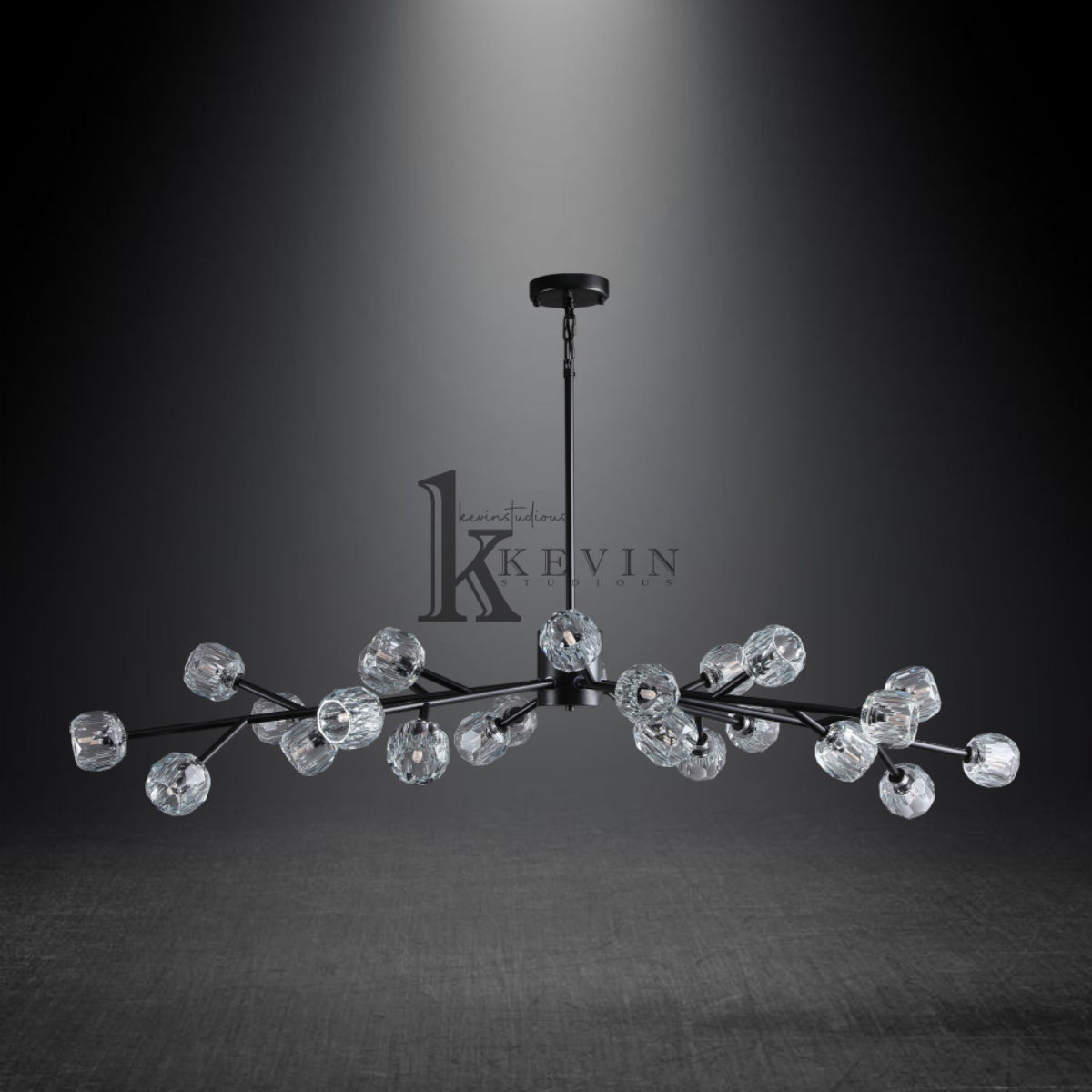 Kristal modern crystal ball round chandelier 24", 36", 48", 60", 72. Crystal ball colors available (Clear/Smoky).