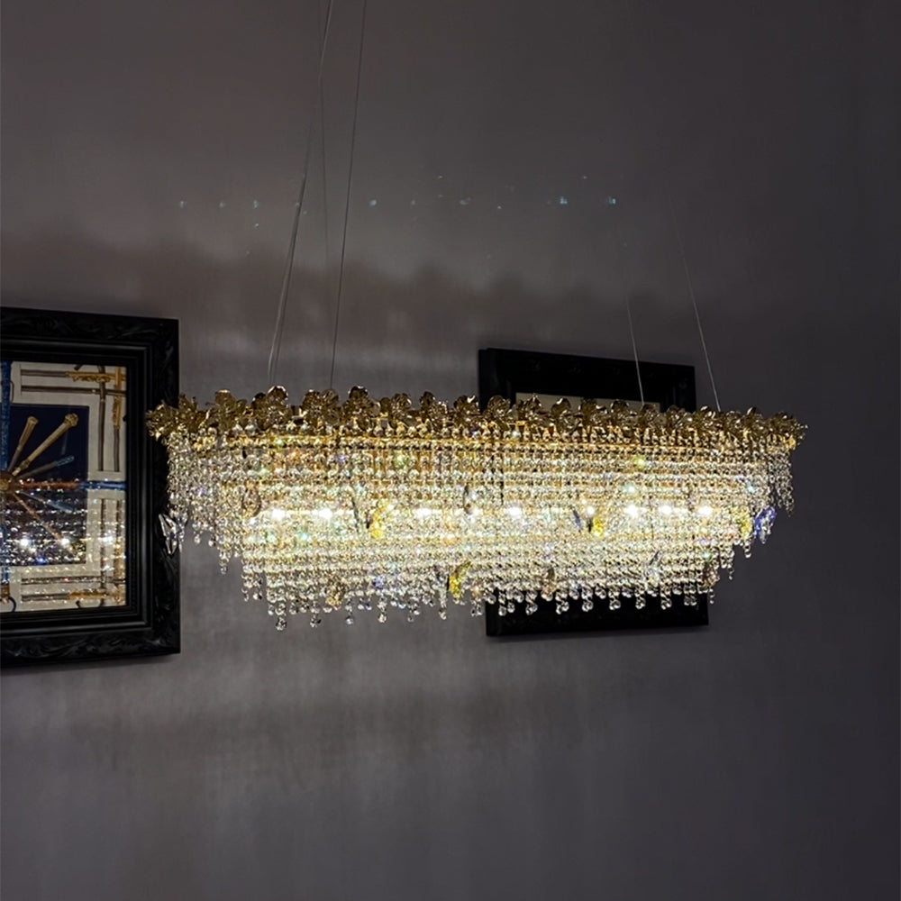 New Modern Luxury Rectangle Art Design Butterfly Crystal Chandelier for Kitchen Island/Dining Area Chandeliers Kevinstudiolives   