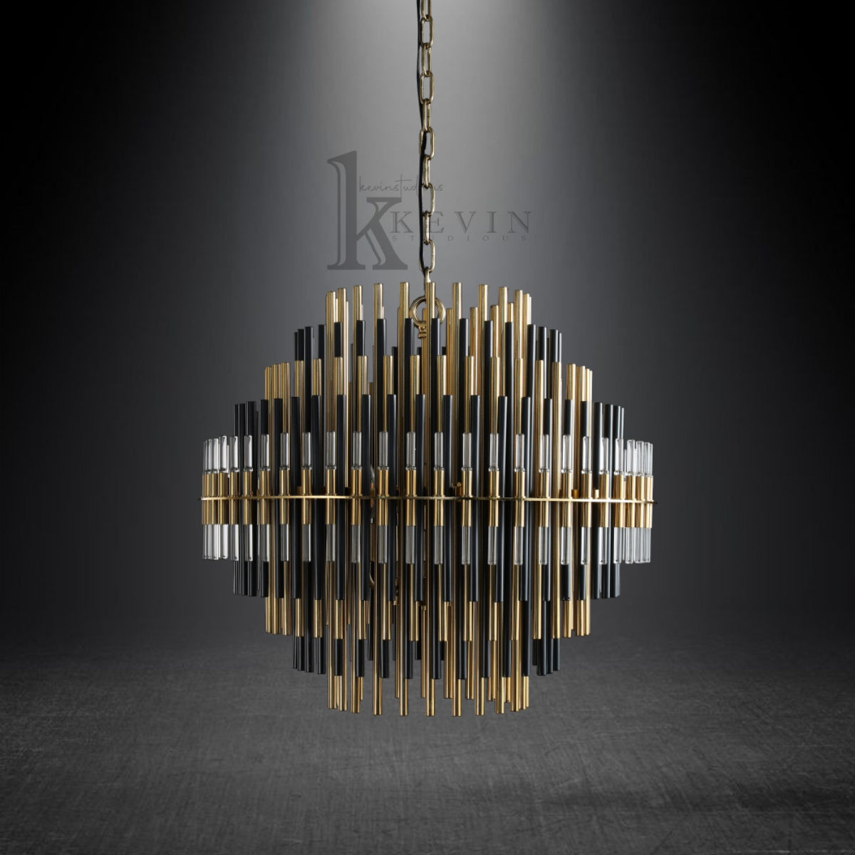 Auro Modern Round Brass Tubes Chandelier 24", 32", 42"