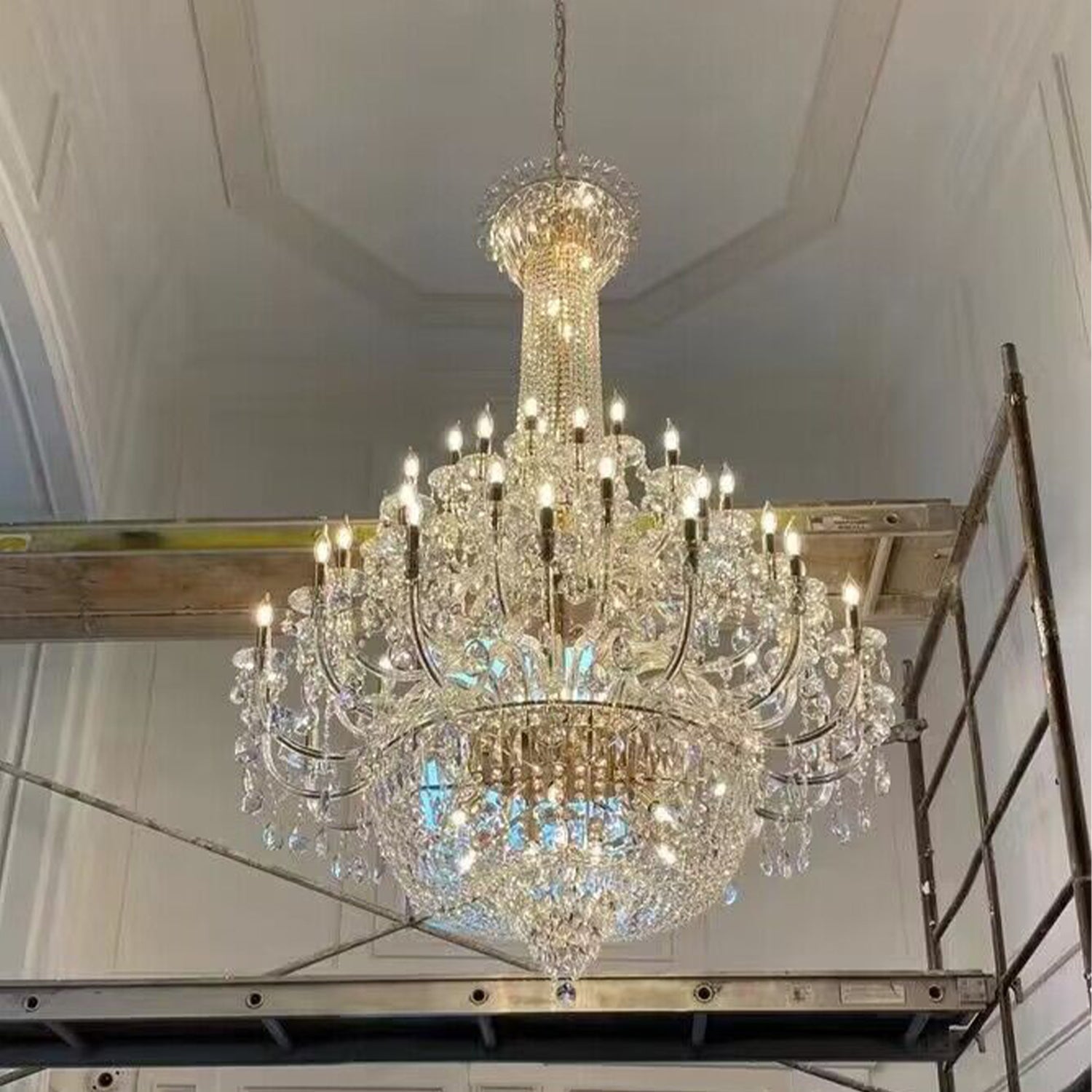 Extra Large European-style Multi-layers Candle Luxury Crystal Chandelier Gold Art Foyer/Staircase Decorative Light Fixture Chandeliers Kevinstudiolives 4 Layers /D59.1"*H74.8"/54 Lights/139kg Gold Warm Light