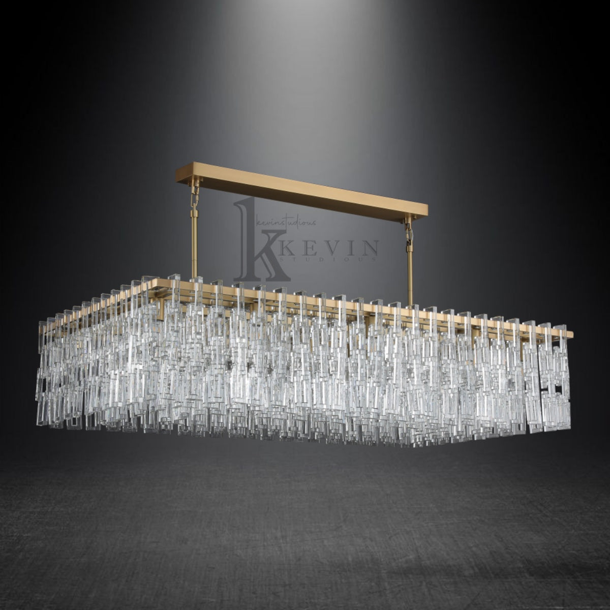 Seraphina Modern Crystal Rectangle Chandelier 60" Over Dining Table