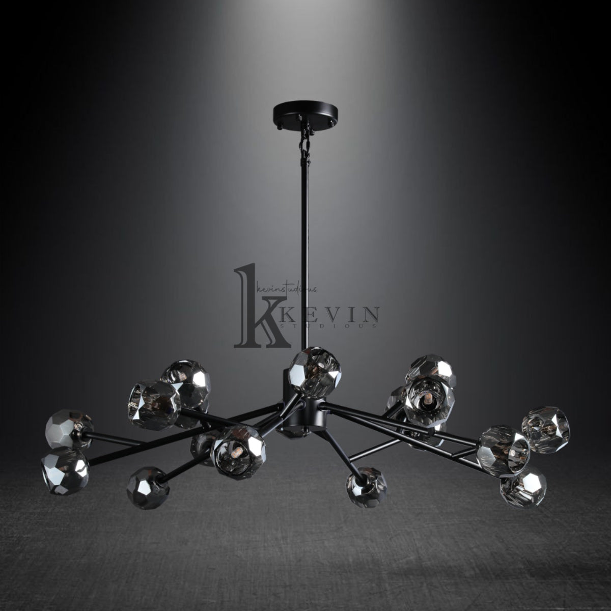 Kristal modern crystal ball round chandelier 24", 36", 48", 60", 72. Crystal ball colors available (Clear/Smoky).